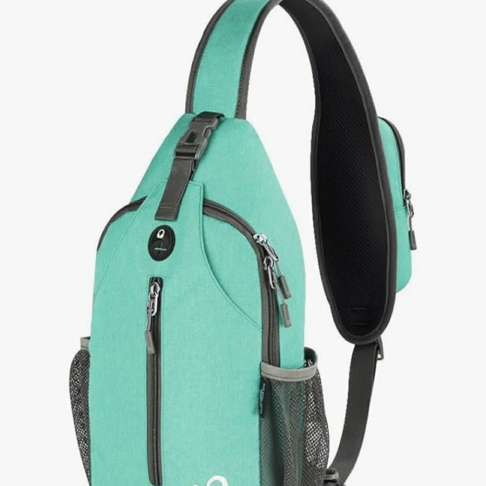 Teal Waterfly Sling Backpack with Black Accents